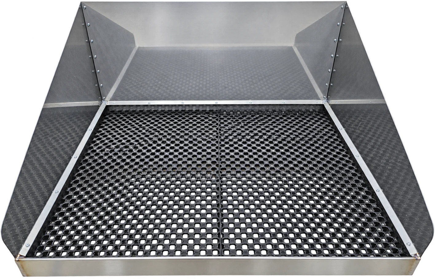 Actual splashguard funnel with expanded draining grid, isolated from its workshop photograph